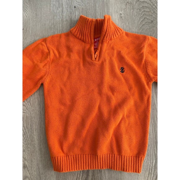Boys IZOD 4T quarter zip pullover sweater Orange - Picture 4 of 4